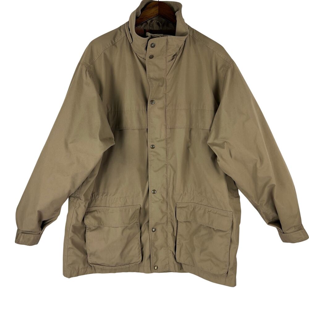 Vintage Eddie Bauer Tall XL Field Jacket Wool Plaid Lined Beige